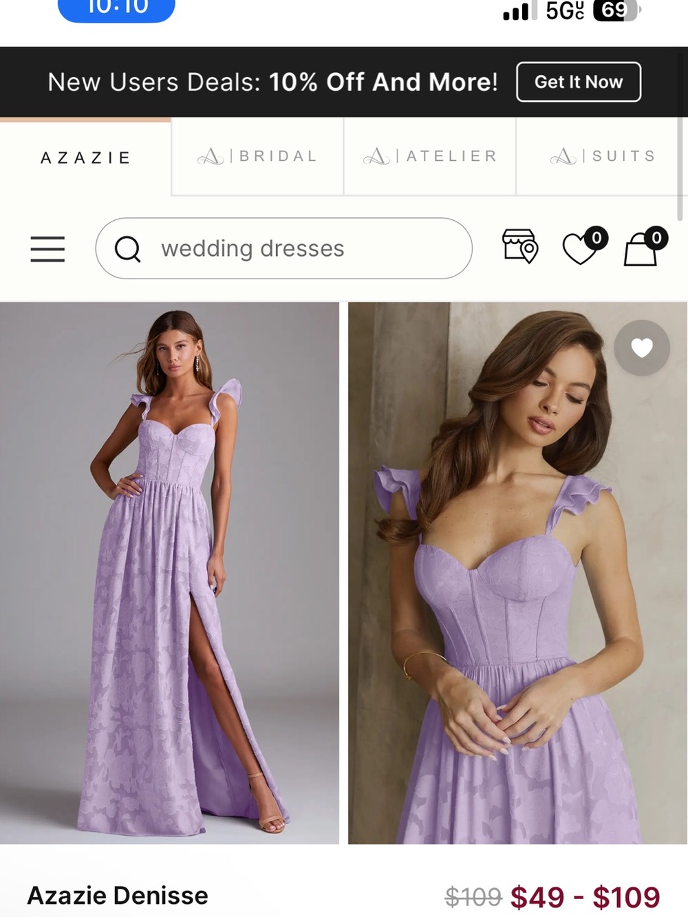 Azazie lilac floral burnout dress